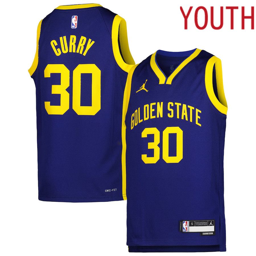 Youth Golden State Warriors #30 Stephen Curry Jordan Brand Blue 2022-23 Swingman NBA Jersey